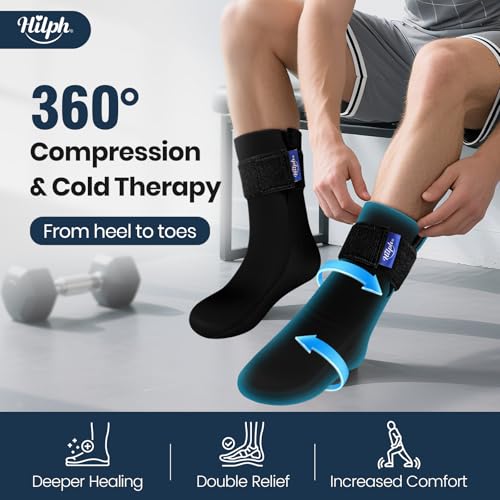 Hilph Ice Pack Socks for Full Foot Pain Relief 2Pcs, Hot Cold Therapy Socks - style: Black