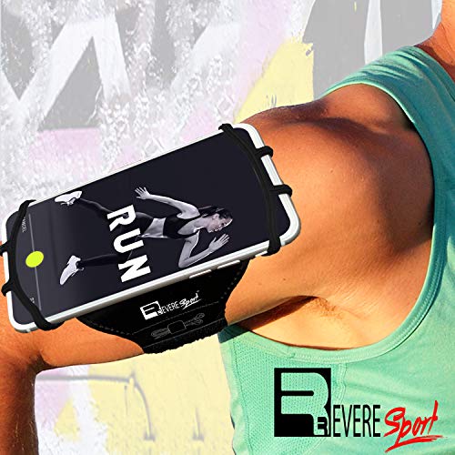 RevereSport Universal iPhone Running Armband (17/16/15/14/13/12/11/10/X/XR/SE/Air/Plus/Max/Pro). Phone Holder Case - size: iPhone