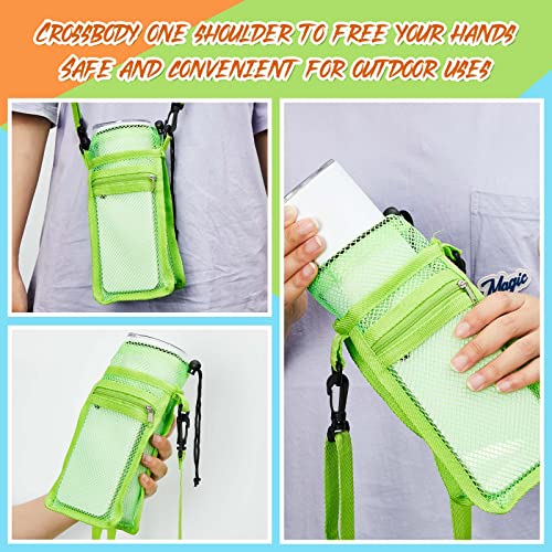 Berlune 8 Pcs Mesh Water Bottle Holder with Adjustable Strap, 8 Colors - color: 8 Colors
