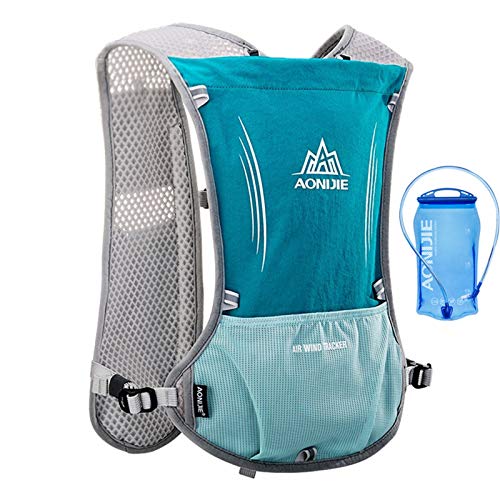 AONIJIE 5L Outdoor Sport Multifunctional Camping Backpack Cycling Running Climbing Hiking Hydration Vest Pack - color: Light Blue+1.5l Hydration Bladder