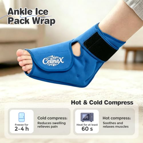 Ankle Ice Pack Wrap, Heel Ice Pack Wrap for Plantar Fasciitis Relief - color: Blue, size: Large