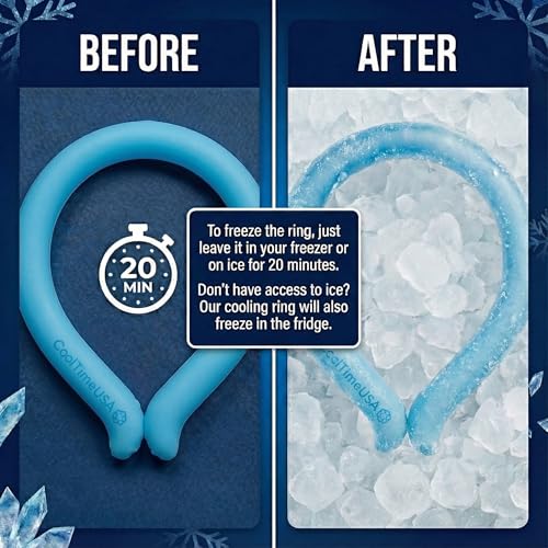 CoolTimeUSA Neck Cooling Tube | Wearable Cooling Neck Wraps for Summer Heat I Hands Free Cold Pack | Reusable Cooler (Blue) - color: Blue