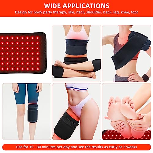 bonodave Red Light Therapy Pad for Body Back Knee Shoulder Hands Feet 660nm 850nm Home Use 3 Chips in 1 Infrared Wrap Belt Gift for Women Men (Corded)