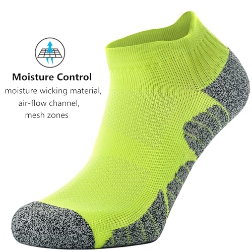 CWVLC Cushioned Athletic Ankle Compression Socks for Women Men 3/6 Pairs - color: 3-pairs Lime-green, size: X-Large