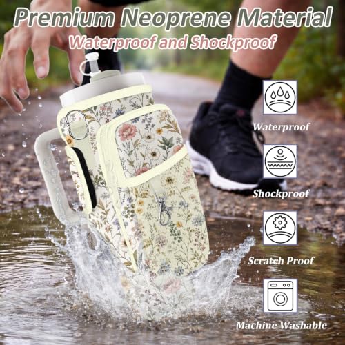 Water Bottle Carrier Bag for Stanley 40/30oz Cup Tumbler with Phone Pocket,Insulated Crossbody Water Bottle Holder with Adjustable Strap,Water Bottle Sling Pouch for Hiking Walking Camping Accessories - color: Boho Mandala Moon
