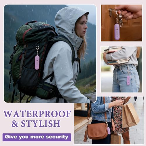 Personal Safety Alarm - Waterproof Rechargeable Security Alarm - 140dB Extra Loud Siren & Strobe Light - Self Defense Keychain - Gift for Women, Teenagers, College Girls, Seniors(Wisteria) - color: Wisteria