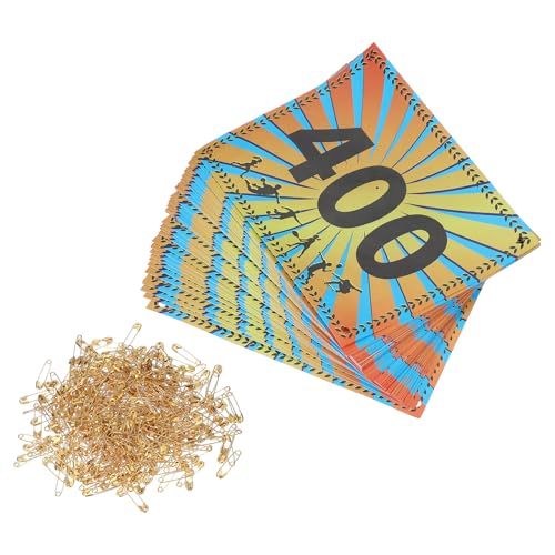 PATIKIL Tearproof Running Bib Numbers, Wheat Ears Waterproof Race Competitor Numbers with Safety Pin for Marathon Sports Game Competition Runner - style: 1-400