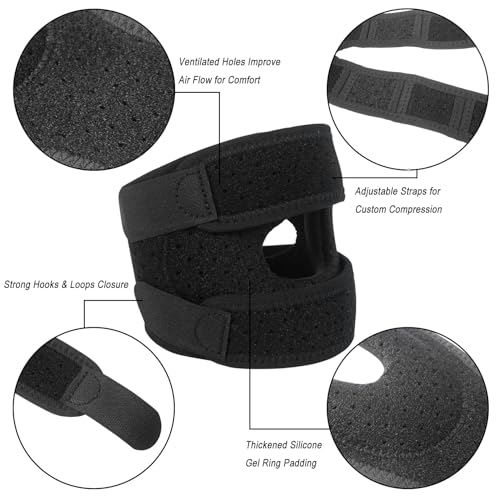 Luwint Patellar Tendon Support Strap with Gel Pad, Adjustable Knee Brace for Men and Women Knee Pain Relief, Arthritis, Sports (Black) - color: Black