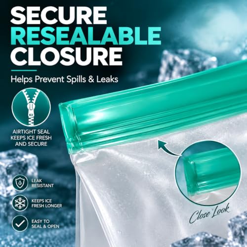 Reusable PEVA Ice Storage Bag, Leakproof Zip Seal, Large Clear Ice Cubes - size: 1 Pack