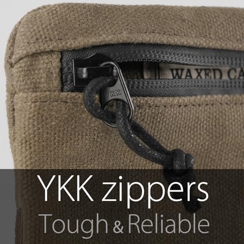 diodrio Belt Zipper Pouches for Men Women Compact EDC Pouch, YKK Zipper, Anti-theft Pickpocket Proof Safety Wallets, Waist Pack for Traveling Hiking, Water Resistant, Tough Waxed Canvas, Olive - color: Olive Medium