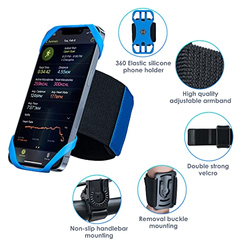 Cikyner 3 in 1 Running Armband, 360° Rotatable & Detachable Sports Armband - color: G4Blue