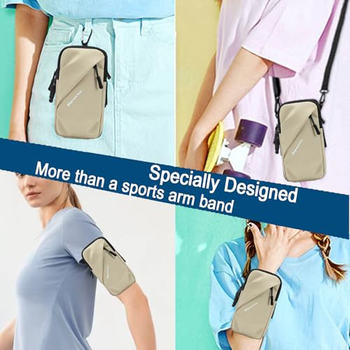 Cell Phone Armbands Running Phone Holder Armband, Phone Holder for Walking, Shoulder Holster Phone Purse Crossbody Bag Phone Pouch (Khaki) - color: Khaki