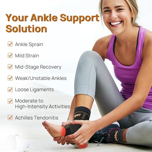 Ultra-Breathable Copper Ankle Braces Adjustable Compression Support, XL - color: Black01, size: X-Large