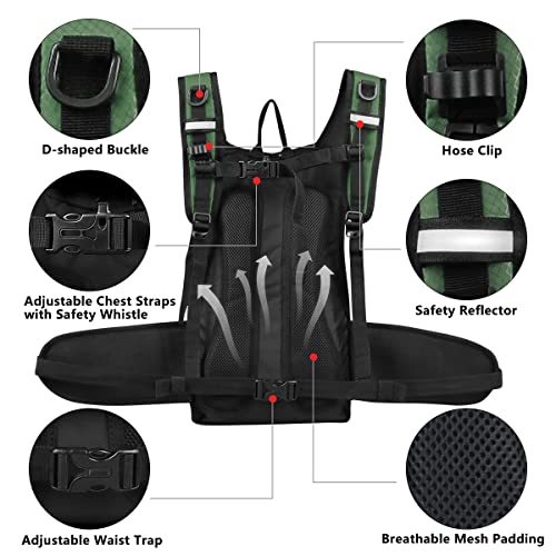 Hydration Backpack with 3L Water Bladder, Small Hydration Pack Backpack for Men Women, Lightweight Water Backpack with Cooler Layer for Running, Biking, Hiking - color: Olive