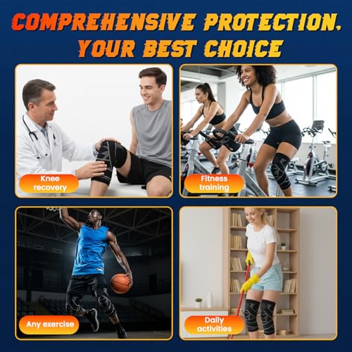 Compression Knee Brace for Women and Men with Strap Fit Mobilizer Knee Sleeve for Knee Pain Arthritis Sports Knee System Brace to Shin Protection Patellar Tendon Support Stabilizer (Large) - size: Large