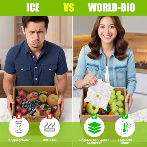 WORLD-BIO Dry Ice Packs for Shipping & Coolers, Shipping Ice Sheets for Coolers Reusable, Long Lasting Dry Ice for Shipping Food, Keep Food Drink Cold,17'' X 9.3'' 96 Cells - style: 8X3cell 4sheet - 96cells