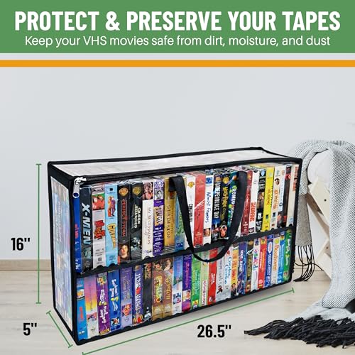 Evelots VHS Storage Bags, 4 Pack, Holds 200 VHS Tapes - size: 4-Pack (Holds 200), style: Vhs Storage Bag