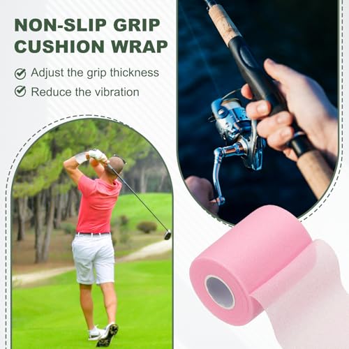 Pre Wrap Tape, Non-Slip Grip Cushion Wrap Prewrap Athletic Tape Fitting for (Tennis- Badminton - Pickleball - Sports) - color: Light Pink
