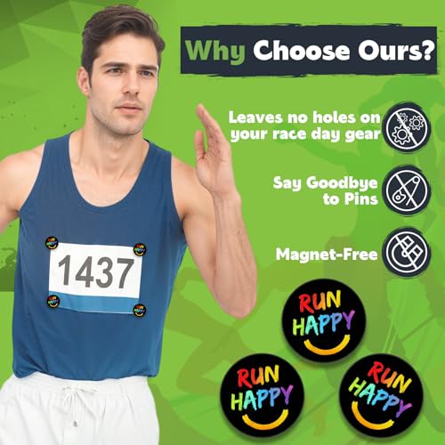 Suncalla 12pcs Race Bib Clips, Runner Race - color: Black, style: Smile