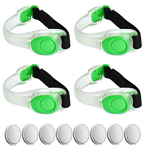 Premium LED Light Up Armband, Reflective Adjustable Wearable Silicone Running Belt Strap/Waterproof Glow in The Dark for Running Jogging Walking Cycling Concert Camping Outdoor Sports - color: Green - 4 Pack