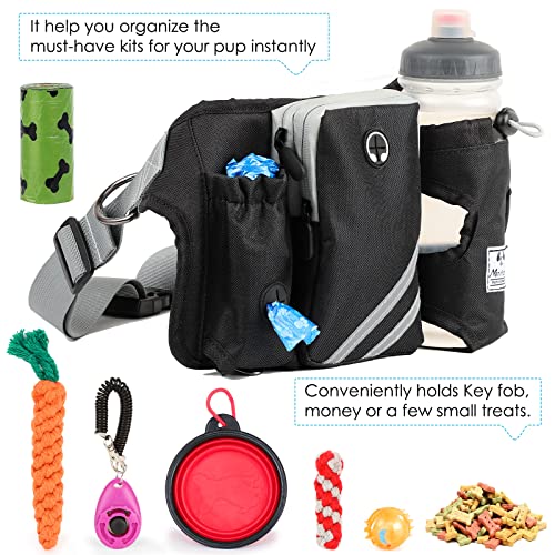 SHINE HAI Retractable Hands Free Dog Leash with Dual Bungees for 2 Dogs, Adjustable Waist Belt Fanny Pack, Reflective Stitching Leash for Running Walking Hiking Jogging Biking Black - color: Blue/Black
