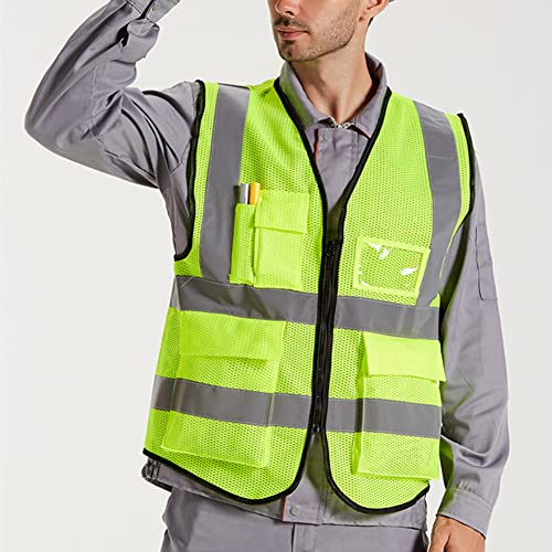 XIAKE 5 Pockets High Visibility Reflective Safety Vest for Men and Women Work Construction Vest - size: Large