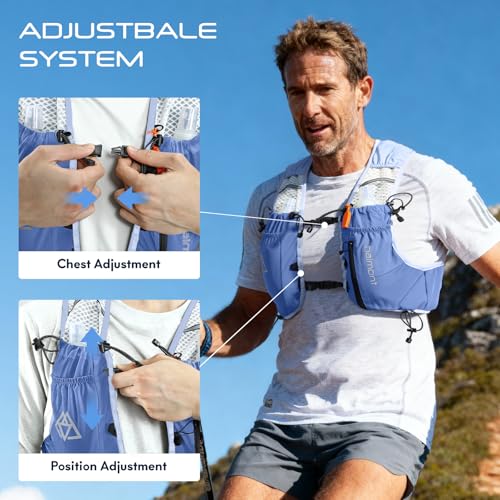 Haimont 10L Trail Running Hydration Vest with Soft Flasks - color: Blue, size: Medium