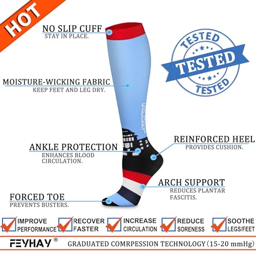 FEYHAY Copper Compression Socks (8 Pairs) 15-20 mmHg Circulation is Best Athletic & Daily for Men & Women, Running, Climbing - color: 16 Colour Mixture, size: Small-Medium