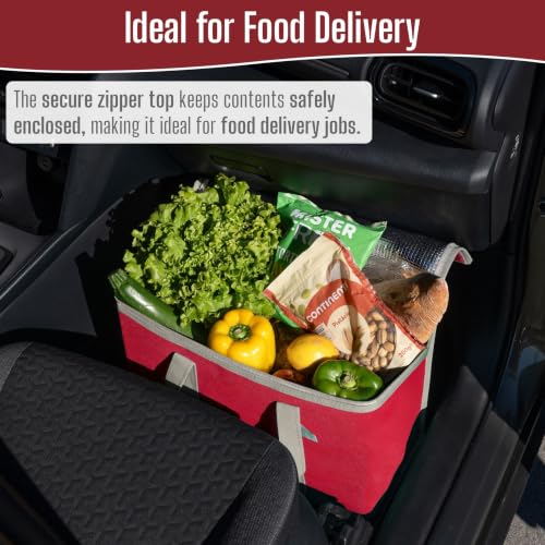 VENO 3 Pack Cooler Bag Insulated Grocery Bags for Food Delivery Heavy Duty - color: Red, size: 3 Pack