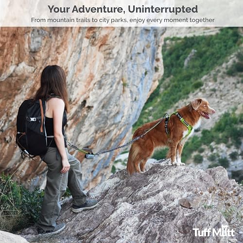 Tuff Mutt Waist Hands Free Dog Leash for Walking Running Hiking - color: gray/teal