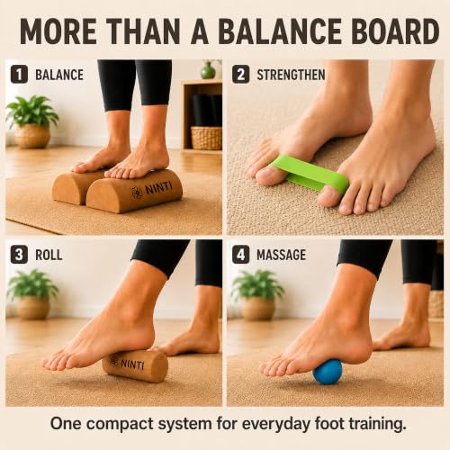 NINTI Premium Cork Balance Board for Foot Health & Ankle Strengthener