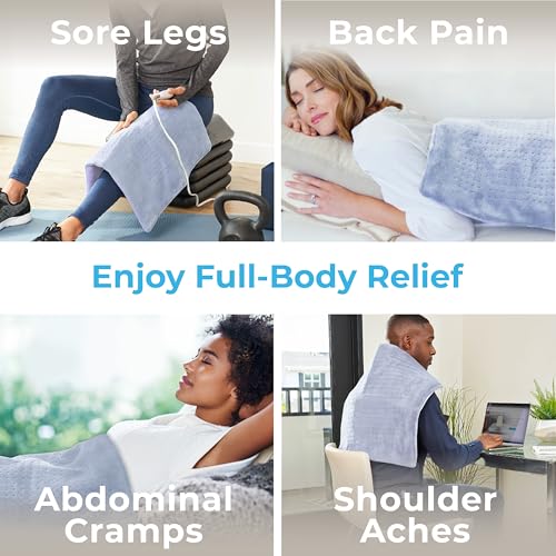 Pure Enrichment® PureRelief® Ultra-Wide Heating Pad, 20" x 24", 6 Settings - color: Periwinkle