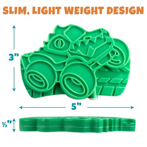 Kids Hard Ice Packs 3 Pack, Slim Reusable Freezer Packs for Lunch Boxes - color: Monster Truck Green
