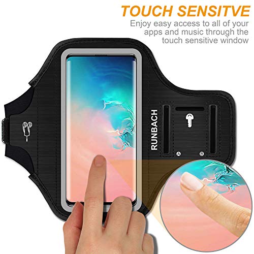 Armband for Samsung Galaxy S26+/S25+/S24+/S23+/S22+/S20+/S10+/S9+/S8+, Running Exercise Gym Bag with Key Holder and Card Slot (Black) - color: Black