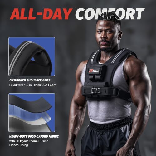 ZELUS Weighted Vest Men, 23lbs/36lbs/45lbs Adjustable Weight Vest - size: 23LB