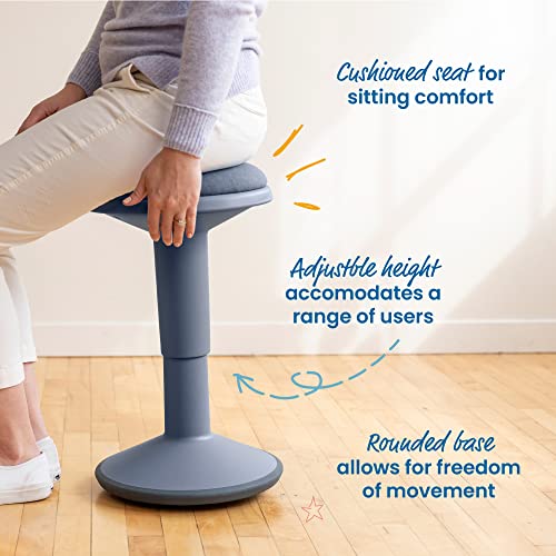 ECR4Kids Sitwell Wobble Stool with Cushion, Adjustable Height, Active Seating, Grey - color: Grey