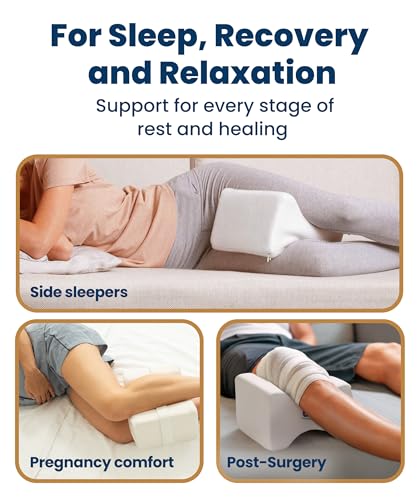 Everlasting Comfort Memory Foam Knee Pillow for Side Sleepers – Sciatica Pain Relief Pillow, Removable Strap Support – Leg Pillows for Sleeping Alignment, Knees, Back & Hip Cushion - size: Large