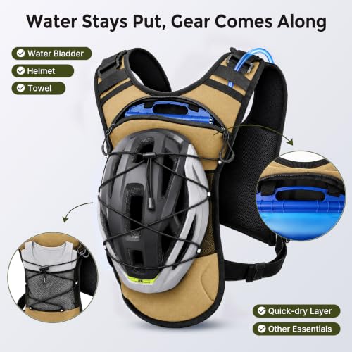 Running Vest Water Backpack with 2L Leak-Proof Bladder for Men & Women - color: Khaki