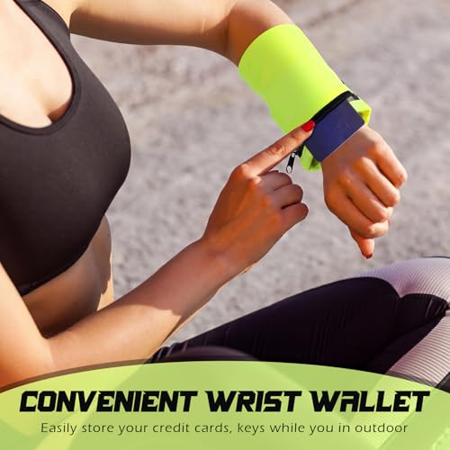 Honoson 5 Pcs Wrist Wallet Women Men Wristband Zipper - color: Bright Color