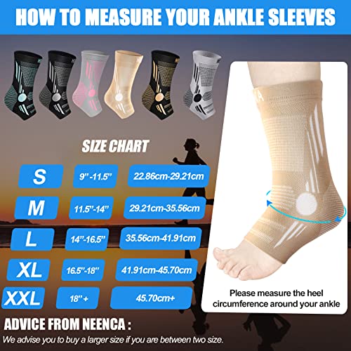 NEENCA Foot & Ankle Brace Socks for Sprained-Ankle Compression Sleeves Set - color: Copper, size: Small