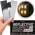 Reflective Backpack Bands | 3M Scotchlite Reflectors | Hook-and-Loop Closure | 1x4 & 1.5x5 in | 2-Pack (Silver) - size: 1.5″ x 5″