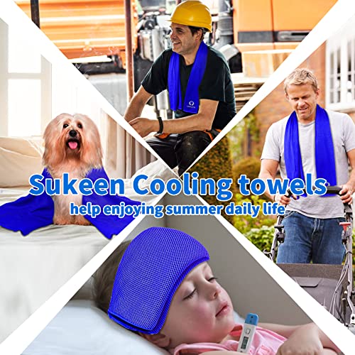 Sukeen Cooling Towels for Neck and Face (40"x12"), Cooling Wraps for Sports - color: Dark Blue/Green/Pink/Grey