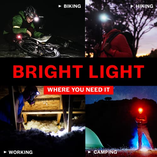 LED Headlamp 2-pack Battery Powered (AAA) (Batteries Not Included) | Head Lamp for Running Hunting Camping Fishing Hiking with Red Light and Adjustable Headband - Bright Forehead Headlamp 7 Modes - size: 2 Pack, Battery Powered (Batteries Not Included)