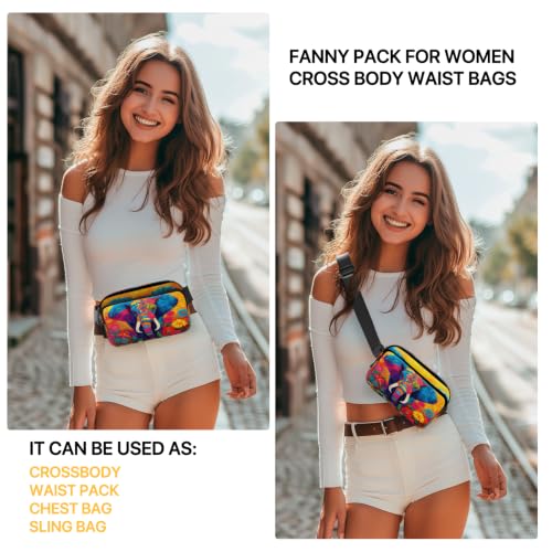 Elephant Fanny Pack Women Fashion Belt Bag Waterproof Adjustable Strap Waist Pouch Casual Workout Travel Cycling Running - color: Metallic