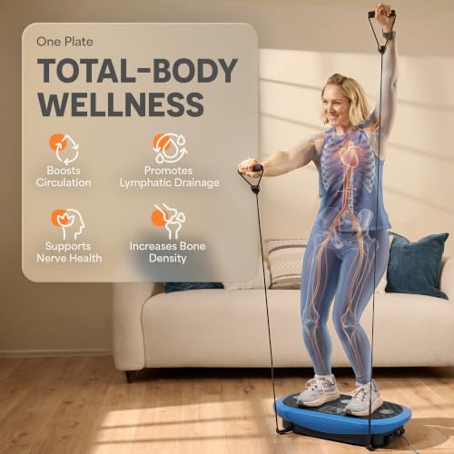 Lifepro Rumblex 4D Vibration Plate Exercise Machine with 7 Training Modes - color: Blue, size: Plus Mini