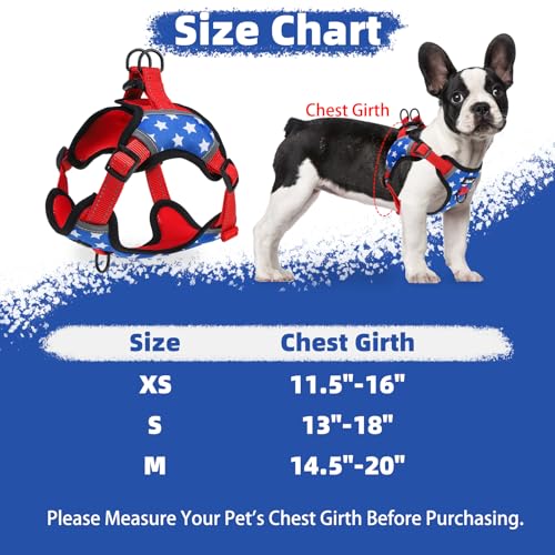 PUPTECK Dog Harness Small Sized Dog, Step in Adjustable Reflective Dog Vest Harness Escape Proof, No Pull Soft Padded Harness Easy Control, Star, M - color: Blue(Stars), size: M (CHEST: 14.5"-20")