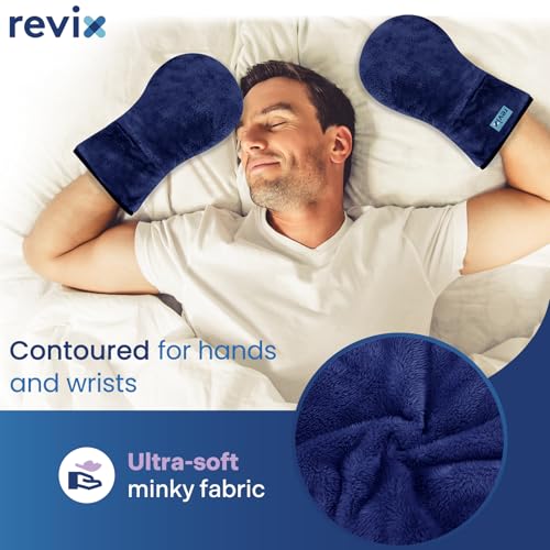 REVIX Moist Heat Hand Warmers Glove, Microwavable Mittens for Finger, Navy - color: Navy