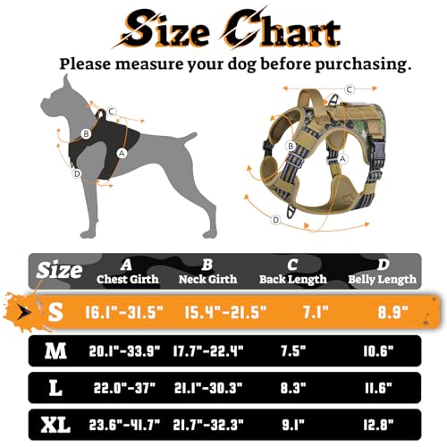rabbitgoo Tactical Dog Harness for Small Dogs, No Pull Service Pet Vest - color: Brown Camo, size: S(Chest:16.1"-31.5",Neck:15.4"-21.6",Back:7.1")