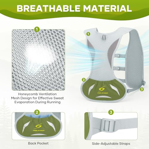 Maelstrom Running Vest, Lightweight Hydration Pack with 500ml Soft Flask - color: Green