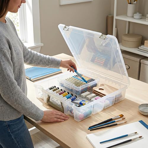 ArtBin Super Satchel 1-Compartment Craft Storage Box, Clear - color: Gold